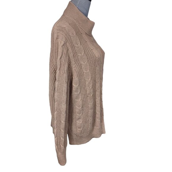 Banana Republic Sweater Womens Khaki Mock Neck Cable Knit Size Large - Picture 3 of 6